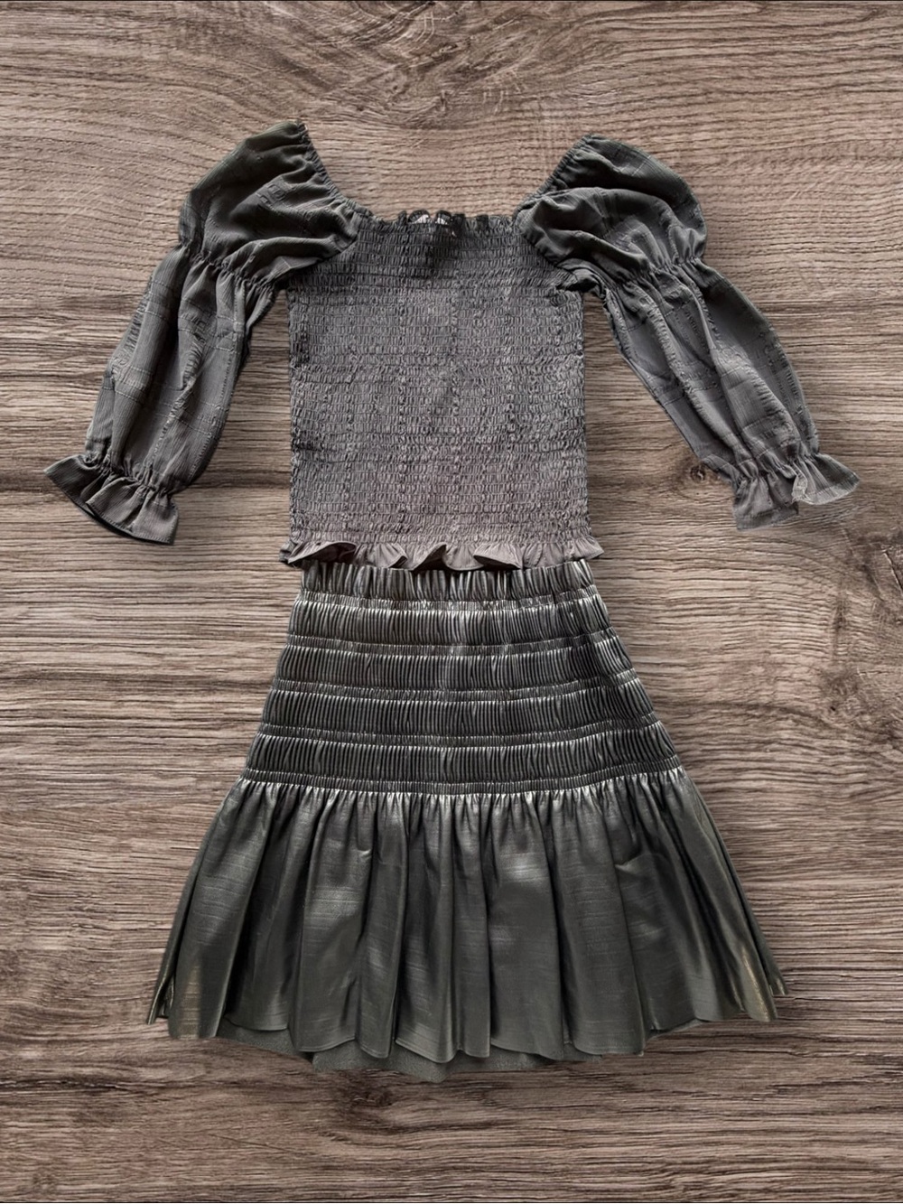 Girls Black Long Sleeve Top and Pleather Skirt Size Medium 10